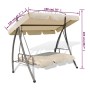 Banco columpio convertible de exterior con dosel blanco arena de vidaXL, Balancines de jardín - Ref: Foro24-43241, Precio: 25...