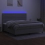 Cama box spring con colchón tela y LED gris claro 200x200 cm de , Camas y somieres - Ref: Foro24-3134981, Precio: 680,90 €, D...