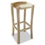 Taburete de cocina de cuero auténtico y madera de teca maciza de vidaXL, Taburetes de cocina - Ref: Foro24-244544, Precio: 13...