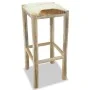 Taburete de cocina de cuero auténtico y madera de teca maciza de vidaXL, Taburetes de cocina - Ref: Foro24-244544, Precio: 13...