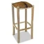 Taburete de cocina de cuero auténtico y madera de teca maciza de vidaXL, Taburetes de cocina - Ref: Foro24-244544, Precio: 13...