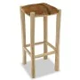 Taburete de cocina de cuero auténtico y madera de teca maciza de vidaXL, Taburetes de cocina - Ref: Foro24-244544, Precio: 13...