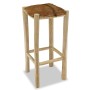 Taburete de cocina de cuero auténtico y madera de teca maciza de vidaXL, Taburetes de cocina - Ref: Foro24-244544, Precio: 12...