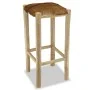 Taburete de cocina de cuero auténtico y madera de teca maciza de vidaXL, Taburetes de cocina - Ref: Foro24-244544, Precio: 13...