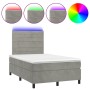 Cama box spring colchón y LED terciopelo gris claro 120x200 cm de , Camas y somieres - Ref: Foro24-3136173, Precio: 416,89 €,...