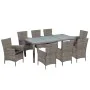 Set de comedor de jardín 9 pzas y cojines ratán sintético gris de vidaXL, Conjuntos de jardín - Ref: Foro24-44070, Precio: 88...