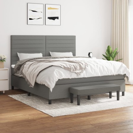 Cama box spring con colchón tela gris oscuro 180x200 cm de , Camas y somieres - Ref: Foro24-3136694, Precio: 662,05 €, Descue...