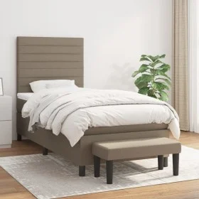 Cama box spring con colchón tela gris taupe 90x200 cm de , Camas y somieres - Ref: Foro24-3136649, Precio: 400,05 €, Descuent...