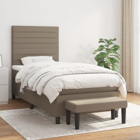Cama box spring con colchón tela gris taupe 90x200 cm de , Camas y somieres - Ref: Foro24-3136649, Precio: 399,29 €, Descuent...