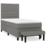 Cama box spring con colchón tela gris oscuro 100x200 cm de , Camas y somieres - Ref: Foro24-3136654, Precio: 387,14 €, Descue...
