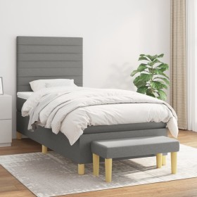 Cama box spring con colchón tela gris oscuro 90x200 cm de , Camas y somieres - Ref: Foro24-3137206, Precio: 379,83 €, Descuen...