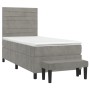 Cama box spring con colchón terciopelo gris claro 100x200 cm de , Camas y somieres - Ref: Foro24-3137887, Precio: 339,55 €, D...