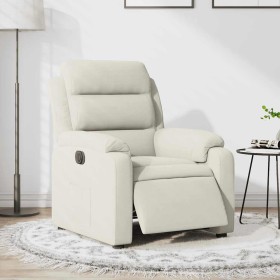 Sillón reclinable eléctrico de terciopelo blanco crema en Sillones | Comprar online en Foru.es