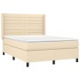 Cama box spring colchón y luces LED tela crema 140x190 cm de , Camas y somieres - Ref: Foro24-3138394, Precio: 505,18 €, Desc...