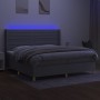 Cama box spring con colchón tela y LED gris claro 200x200 cm de , Camas y somieres - Ref: Foro24-3138981, Precio: 633,52 €, D...