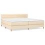 Cama box spring con colchón tela color crema 200x200 cm de , Camas y somieres - Ref: Foro24-3140726, Precio: 546,18 €, Descue...