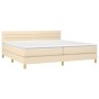 Cama box spring con colchón tela color crema 200x200 cm de , Camas y somieres - Ref: Foro24-3140726, Precio: 546,18 €, Descue...