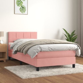 Cama box spring con colchón terciopelo rosa 90x200 cm de , Camas y somieres - Ref: Foro24-3141286, Precio: 292,95 €, Descuent...