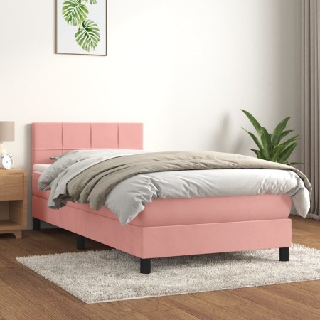 Cama box spring con colchón terciopelo rosa 90x200 cm de , Camas y somieres - Ref: Foro24-3141286, Precio: 292,95 €, Descuent...