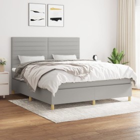 Cama box spring con colchón tela gris claro 180x200 cm de , Camas y somieres - Ref: Foro24-3142433, Precio: 629,48 €, Descuen...