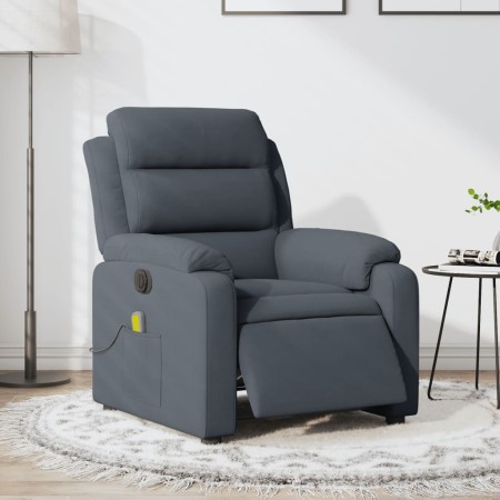 Sillón reclinable de masaje eléctrico terciopelo gris oscuro en Sillones | Comprar online en Foru.es