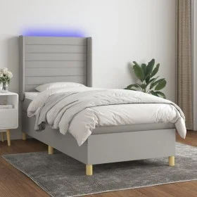 Cama box spring colchón y luces LED tela gris claro 90x190 cm de , Camas y somieres - Ref: Foro24-3138917, Precio: 319,44 €, ...