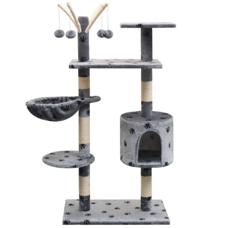 Rascador para gatos poste rascador de sisal 125 cm huellas gris de vidaXL, Mobiliario para gatos - Ref: Foro24-170481, Precio...
