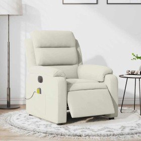 Sillón reclinable de masaje eléctrico terciopelo color crema en Sillones | Comprar online en Foru.es