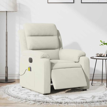 Sillón reclinable de masaje eléctrico terciopelo color crema en Sillones | Comprar online en Foru.es