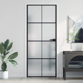 Puerta interior delgada negra vidrio y aluminio 83x201,5 cm de , Puertas para el hogar - Ref: Foro24-155127, Precio: 197,82 €...