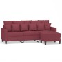 Sofá de 3 plazas con taburete de tela rojo tinto 180 cm de , Sofás - Ref: Foro24-3201095, Precio: 299,35 €, Descuento: %