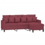 Sofá de 3 plazas con taburete de tela rojo tinto 180 cm de , Sofás - Ref: Foro24-3201095, Precio: 299,35 €, Descuento: %