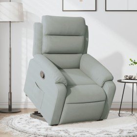 Sillón reclinable elevable terciopelo gris claro en Sillones | Comprar online en Foru.es