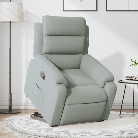 Sillón reclinable elevable terciopelo gris claro en Sillones | Comprar online en Foru.es
