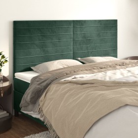 Cabeceros 4 unidades de terciopelo verde oscuro 100x5x78/88 cm de , Cabeceros y pies de cama - Ref: Foro24-3116541, Precio: 1...