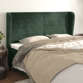 Cabecero con orejas de terciopelo verde oscuro 183x23x118/128cm de , Cabeceros y pies de cama - Ref: Foro24-3118159, Precio: ...