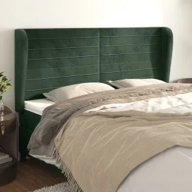 Cabecero con orejas de terciopelo verde oscuro 183x23x118/128cm de , Cabeceros y pies de cama - Ref: Foro24-3118159, Precio: ...