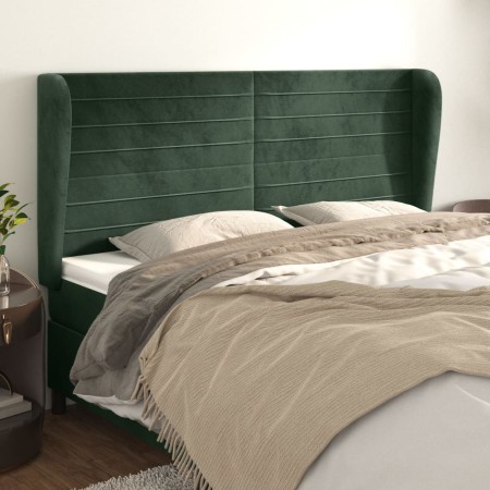 Cabecero con orejas de terciopelo verde oscuro 183x23x118/128cm de , Cabeceros y pies de cama - Ref: Foro24-3118159, Precio: ...