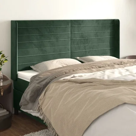 Kopfteil mit dunkelgrünen Samtohren 183x16x118/128cm von , Kopf- und Fußteile - Ref: Foro24-3119783, Preis: 141,40 €, Rabatt: %