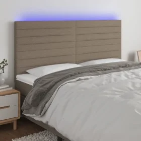 Kopfteil mit LED-Leuchten, taupegrauer Stoff, 200 x 5 x 118/128 cm von , Kopf- und Fußteile - Ref: Foro24-3122590, Preis: 118...