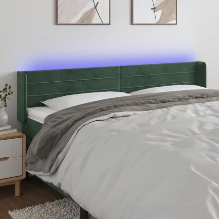 Dunkelgrünes Samtkopfteil mit LED 203x16x78/88 cm von , Kopf- und Fußteile - Ref: Foro24-3123445, Preis: 80,44 €, Rabatt: %