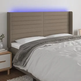Cabecero con LED de tela gris taupe 203x16x118/128 cm de , Cabeceros y pies de cama - Ref: Foro24-3124214, Precio: 126,29 €, ...