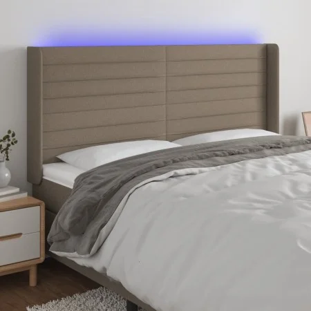 Kopfteil mit LED aus taupegrauem Stoff 203x16x118/128 cm von , Kopf- und Fußteile - Ref: Foro24-3124214, Preis: 126,29 €, Rab...