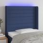Cabecero con LED de tela azul 103x16x118/128 cm de , Cabeceros y pies de cama - Ref: Foro24-3124184, Precio: 81,80 €, Descuen...
