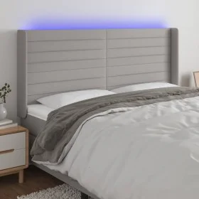 Light gray fabric headboard with LED 183x16x118/128 cm by , Headboards and footboards - Ref: Foro24-3124202, Price: 122,85 €,...