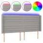 Light gray fabric headboard with LED 183x16x118/128 cm by , Headboards and footboards - Ref: Foro24-3124202, Price: 122,85 €,...