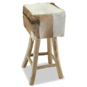 Taburete de cocina de cuero auténtico y madera de teca maciza de vidaXL, Taburetes de cocina - Ref: Foro24-244543, Precio: 12...
