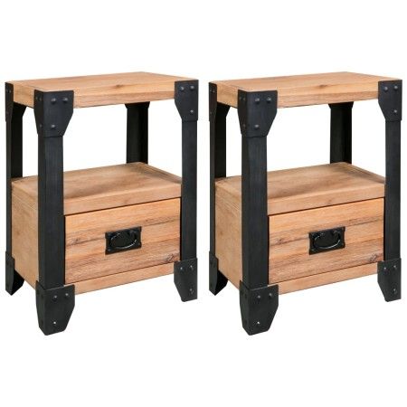 Mesitas de noche 2 uds madera maciza acacia y acero 40x30x54 cm de vidaXL, Mesitas de noche - Ref: Foro24-279100, Precio: 169...