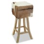 Taburete de cocina de cuero auténtico y madera de teca maciza de vidaXL, Taburetes de cocina - Ref: Foro24-244543, Precio: 15...