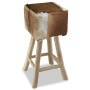 Taburete de cocina de cuero auténtico y madera de teca maciza de vidaXL, Taburetes de cocina - Ref: Foro24-244543, Precio: 15...